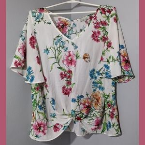 Airy summer sheer floral top